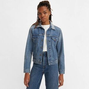 LEVIS Strauss Signature Original Trucker Jean Denim Jacket, Medium Blue Sz Small